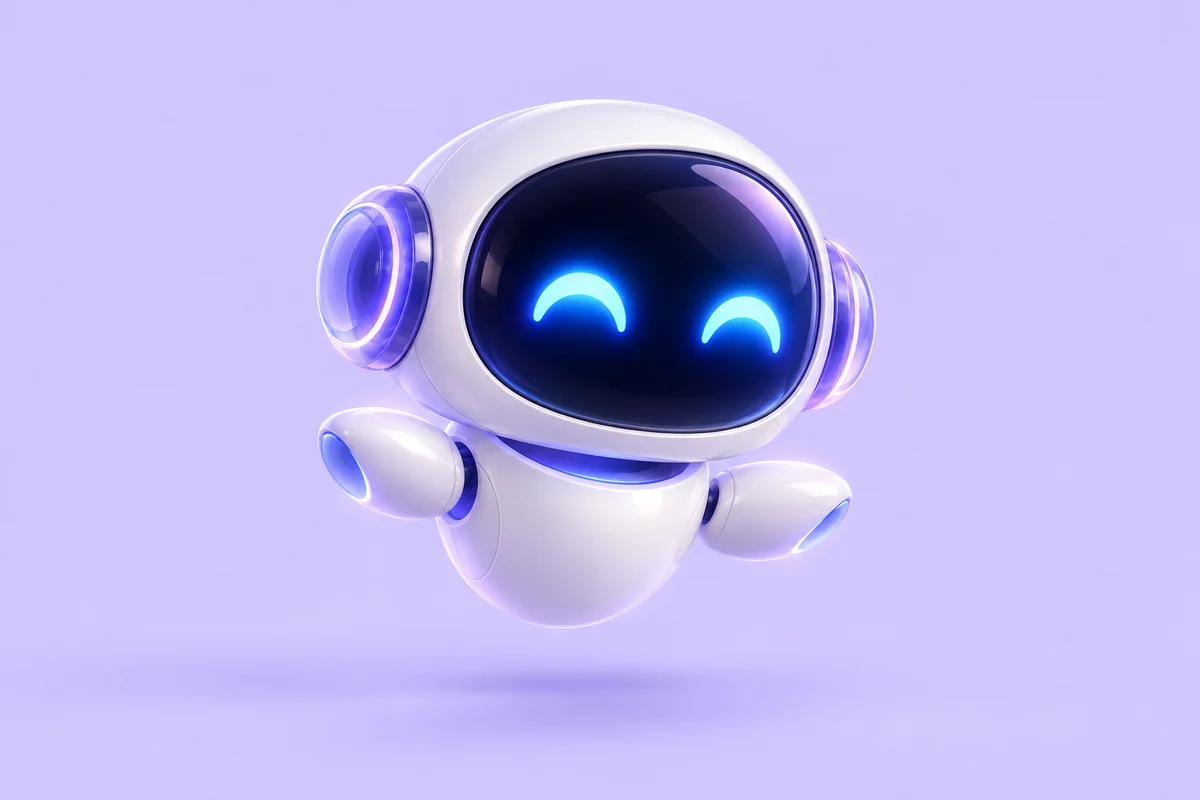 Glex AI concept mascot with pearl body and glowing blue eyes